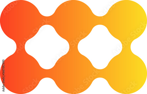 Gradient circles forming a modular geometric block composed of two short horizontal rows.
