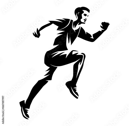 Realistic Man running / sprinting silhouette flat vector icon for exercise apps, websites, Logos and Posts 021.eps