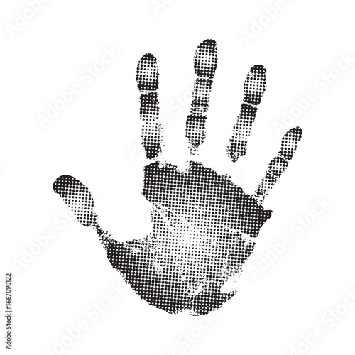 Illustration of a Black Hand with Halftone Effect