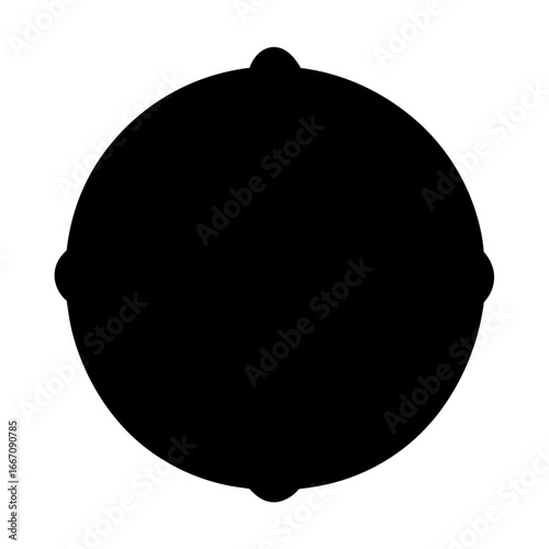 Abstract spherical black object with small protuberances isolated on white background