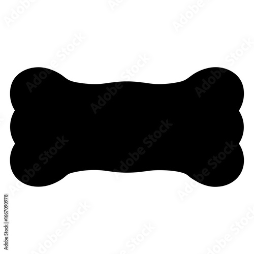 Simple black silhouette of a dog bone on white background graphic
