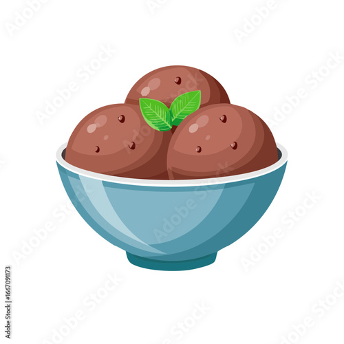Delicious Bowl of Chocolate Ice Cream Isolated on a Transparent Background