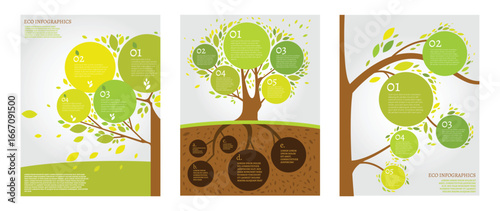 Beautiful bio infographics with trees and branches.