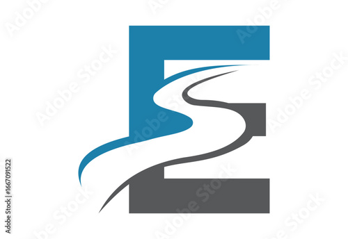 Initial Letter E with backspace S or pathway Logo design vector template