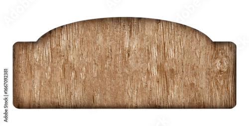 Empty wooden sign with rounded edges on transparent background