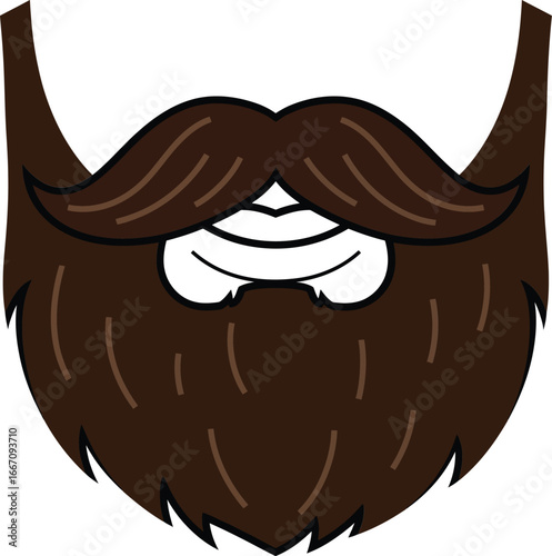 Movember beard vector art of detailed brown beard and mustache, a classic symbol of masculinity and vintage style vector