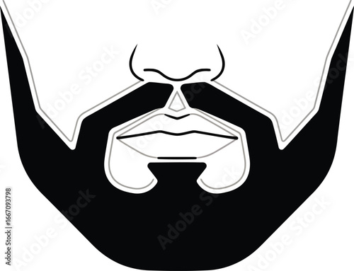 Movember beard illustration of a black beard and mustache, a symbol of masculinity and style vector