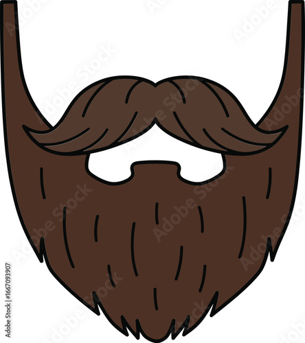 Movember beard vector art of brown beard and mustache, a stylish and trendy facial hair accessory for men vector