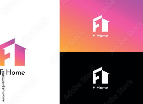 F Home Logo, F home. F house, House F logo
