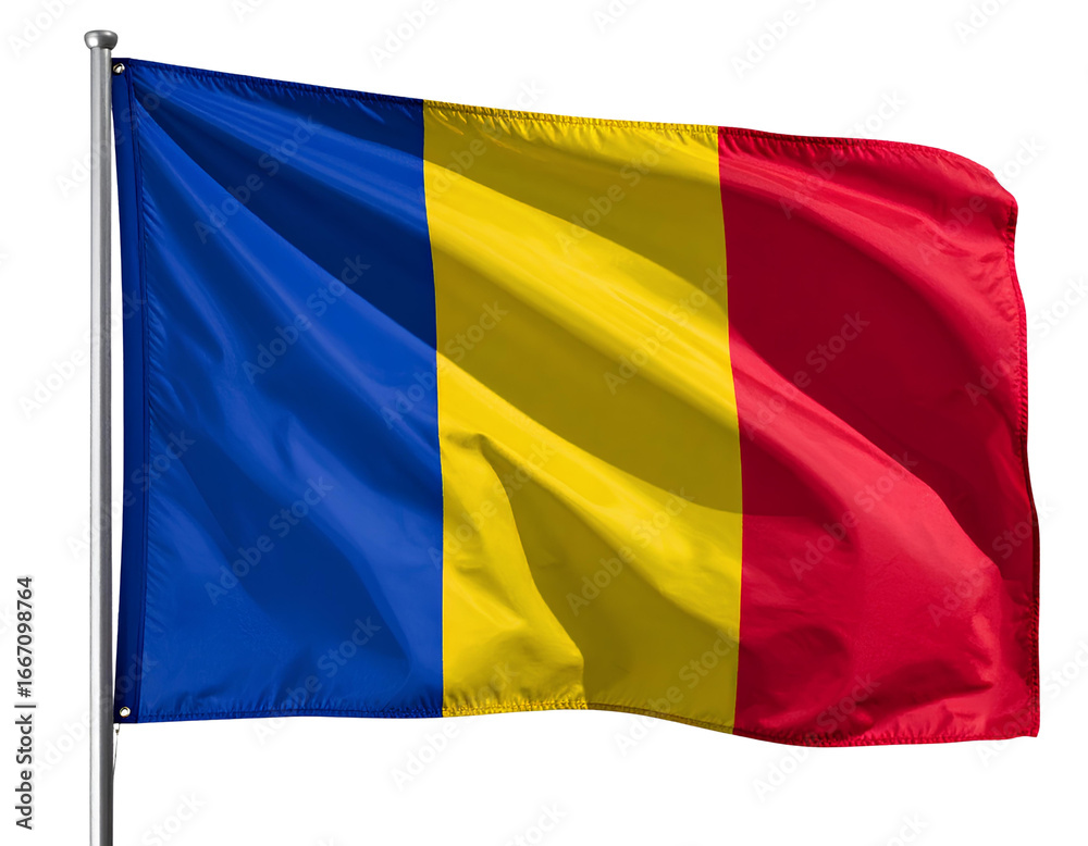 Obraz premium Romania National Flag Isolated on Transparent Background.