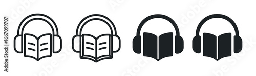Seamless audiobook transition: headphones and open book concept