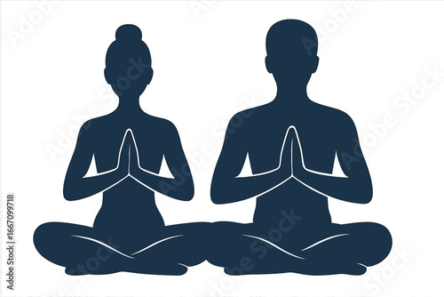 An image of a couple in a serene lotus position captures the essence of wellness and mindfulness, perfect for promoting harmony and healthy living