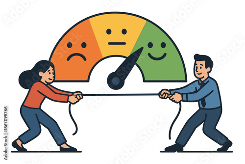 A vector illustration represents various aspects of mental and emotional well-being, including stress, emotions, and mindfulness