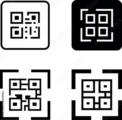 QR code icons set collection isolated on white background