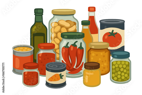 A set of kitchen items and cooking at home is represented in 3D isometric flat vector graphics