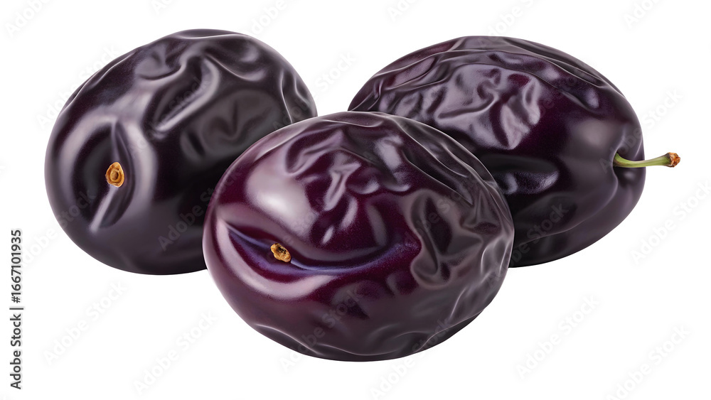 Fototapeta premium Dried Purple Dates Isolated on Transparent Background