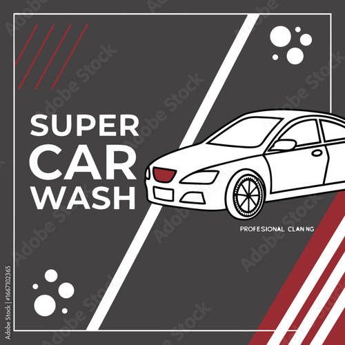 Professional washer in blue uniform washing luxury car with water gun on an open air car wash