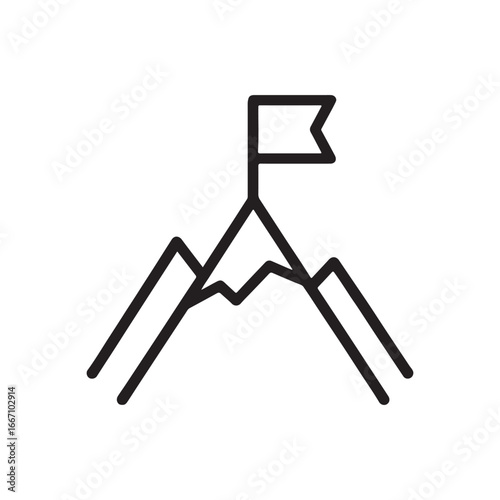 Mountain Goal Line Icon