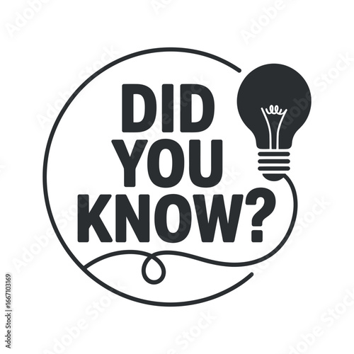 Did You Know? Lightbulb Icon with Question Mark Inside Circle for Information and Knowledge Sharing Concept
