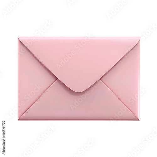 Realistic closed pastel pink envelope with a tria