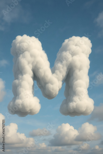 Fluffy cloudscape with a sky-high letter, 
