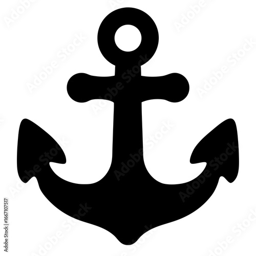 Stylized silhouette illustration of an anchor on a clean white background