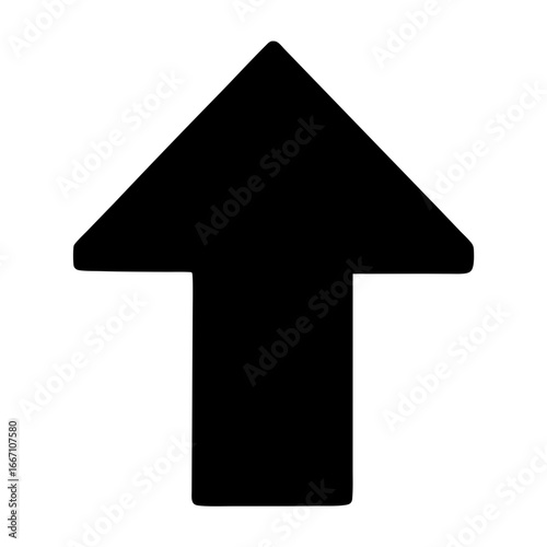 Single black arrow pointing upwards, vector direction for navigation or elevation