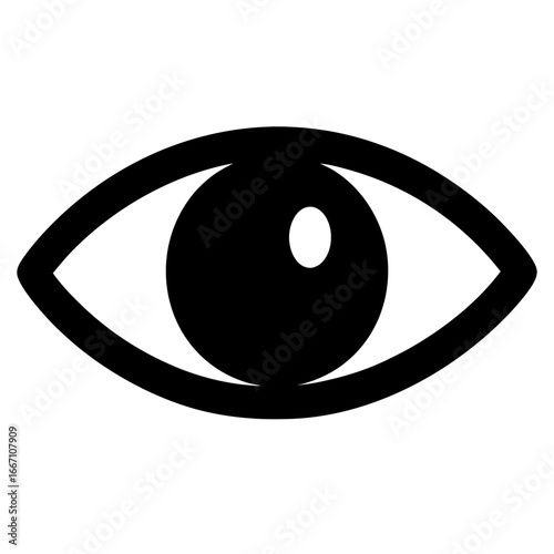 Simple black and white eye icon symbolizing vision or observation concept