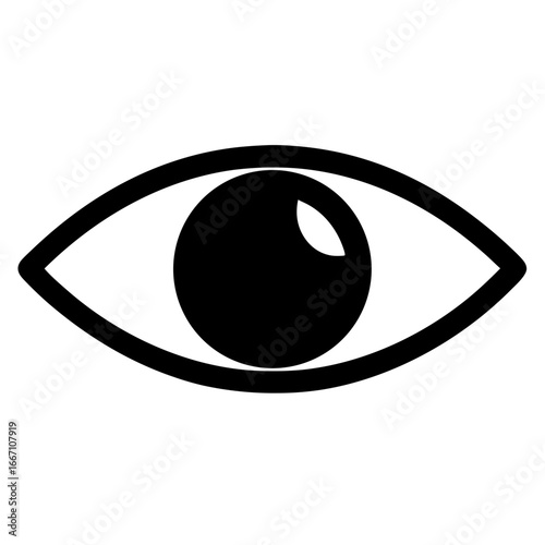 A simple black and white eye with a single pupil design