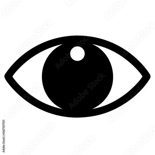 Simple Black and White Eye Icon Illustrating Vision and Perception