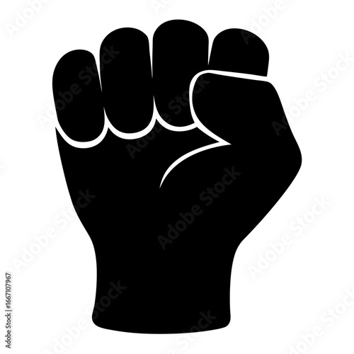 Silhouette of a Raised Fist, a symbol of solidarity and resistance