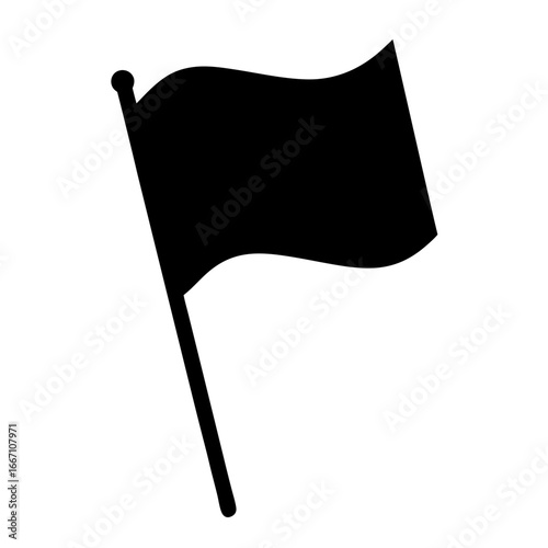 Waving Black Flag Symbolizing Anarchy or Protest with White Background Vector Illustration