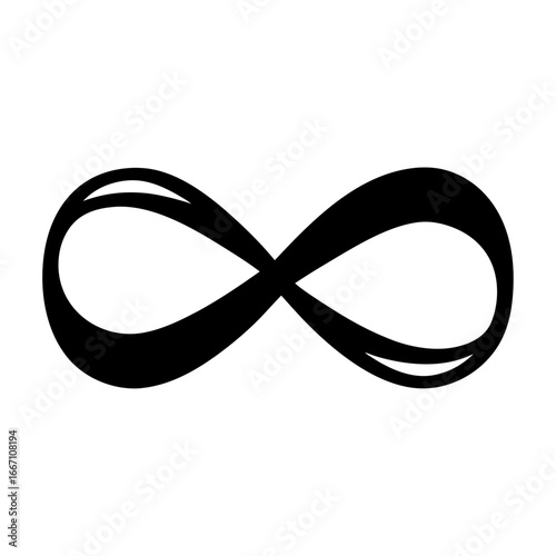 Stylized Infinity Symbol Depicting Everlasting Concepts in Bold Black and White