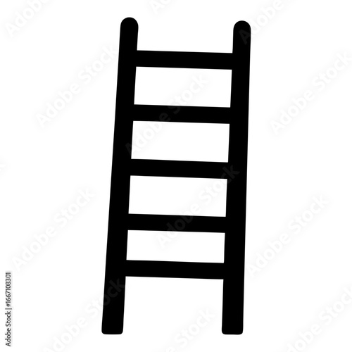 Stylized black ladder illustration against a white background, simple line drawing