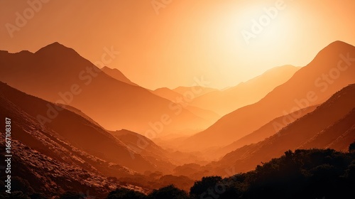 Beautiful sunset over majestic mountain landscape