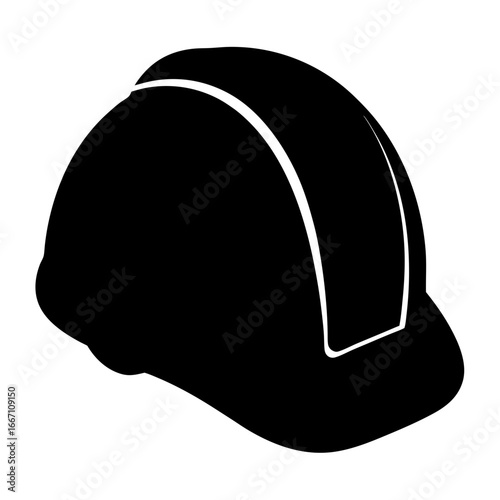 Black and white simple graphic rendering of a construction worker's helmet
