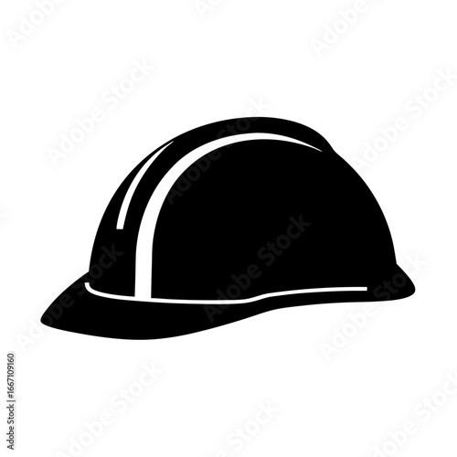 Monochromatic illustration of a construction helmet, a symbol of workplace safety