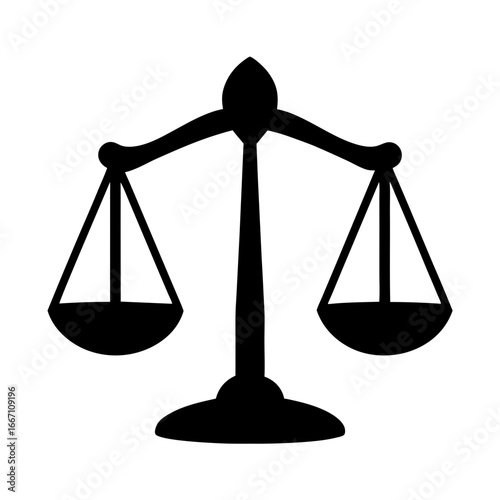 Classic depiction of the scales of justice in a minimalistic black design