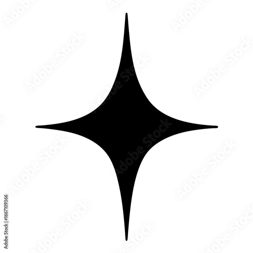 Abstract black four point star shape on a white background illustration