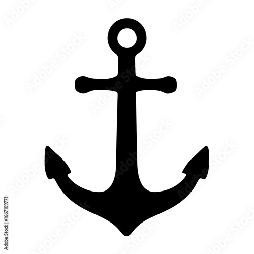 Black and white vector image of a simple stylized anchor