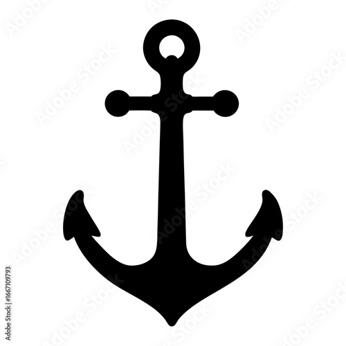 A Simple Black Anchor Silhouette Against a White Background Graphic