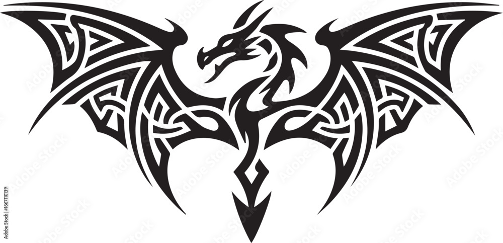 Obraz premium fierce tribal dragon logo vector illustration for brand identity emblem badge design