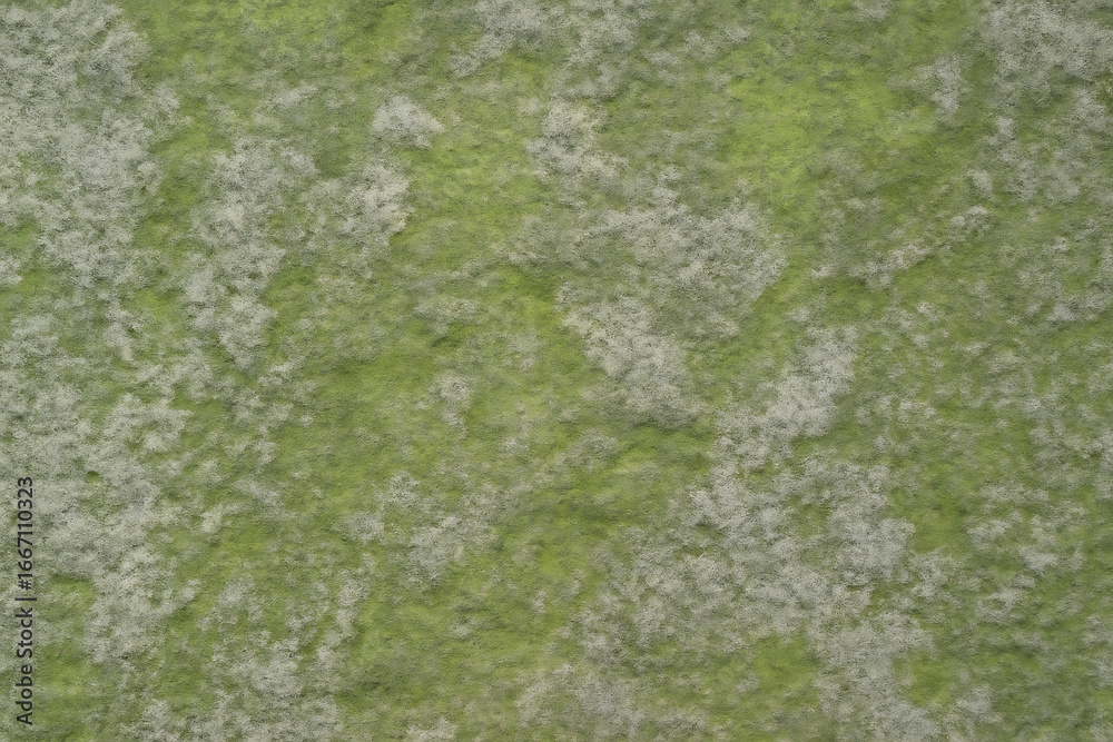 Obraz premium Close up aerial view of a patchy green and brown textured ground surface