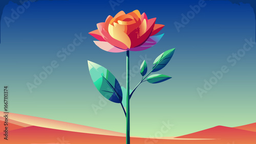 Minimalist single stem of 4K HDR fresh flowers stands radiant, simplicity amplifying atmosphere, semi-realistic abstraction capturing purity, grace, and timeless botanical elegance in serene visual 