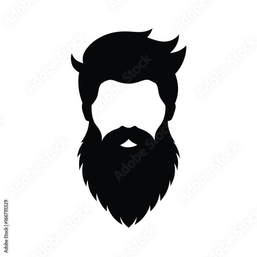 silhouette of a beard on white background 