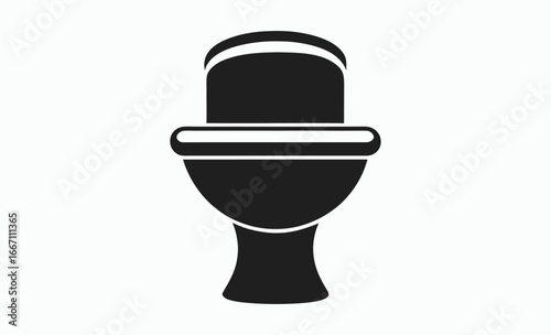 Toilet silhouette, monochrome silhouette of toilet front view vector illustration, sanitation equipment vector, black and white illustration