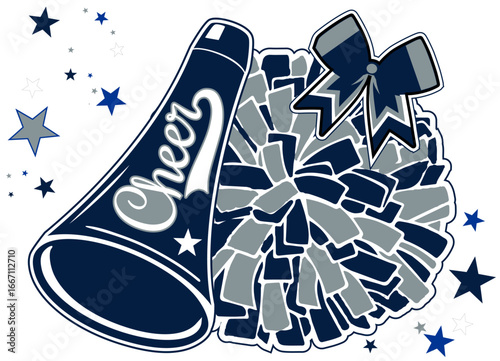 Cheerleading Pom-poms and a Megaphone. Dallas Vector cheerleading illustration.