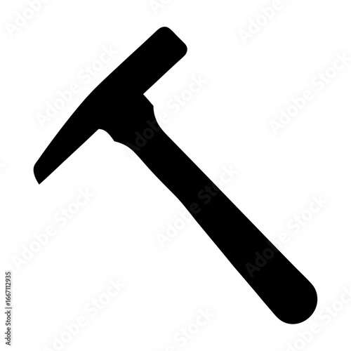 Silhouette of a geological rock hammer tool for prospecting and collecting