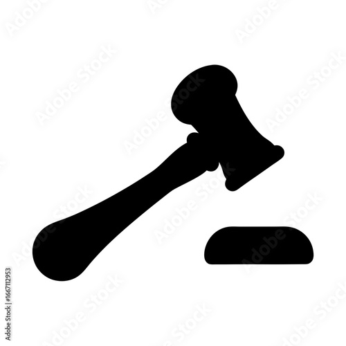 Black silhouette of a judge's gavel representing law and justice system