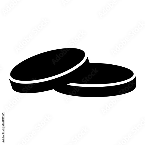 Two hockey pucks stacked illustrating the sport and related equipment vector